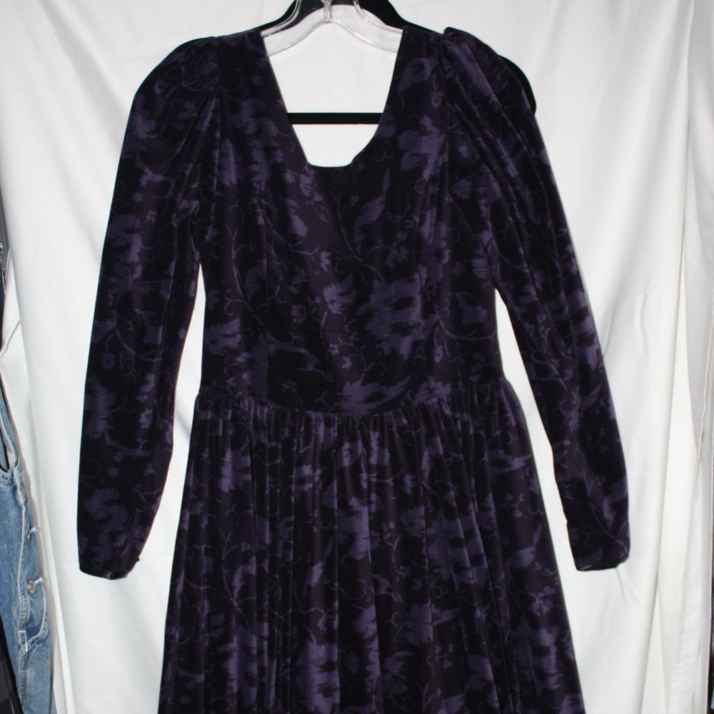 Vintage Laura Ashley plum colored velvet dress